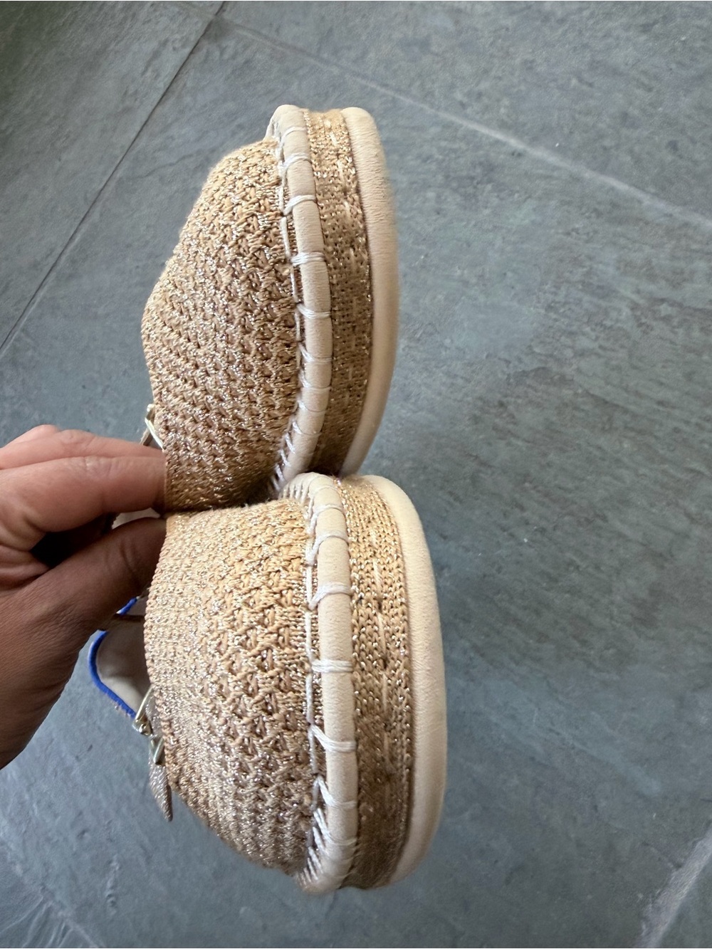 Rothy's The Espadrille Mary Jane flats in a shimmering golden metallic knit - Picture 3 of 5